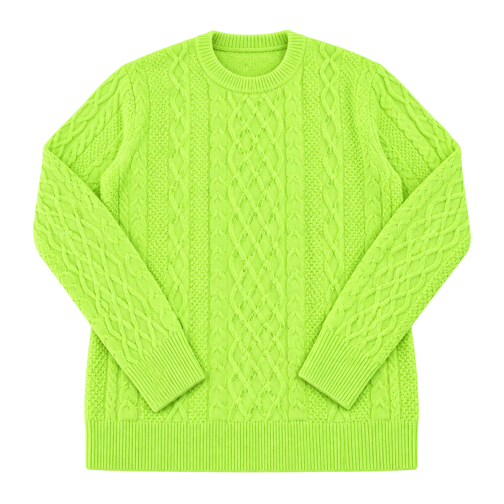 J. Crew Cable Knit Sweater XL Neon Yellow Cotton Crewneck Pullover 1