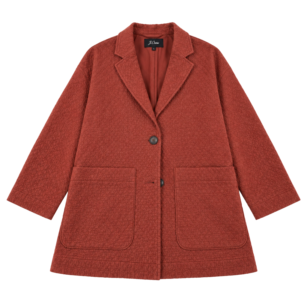 Madewell Quilted Cotton Shawl Blazer XXS Rust Red Jacquard Button Jacket 1