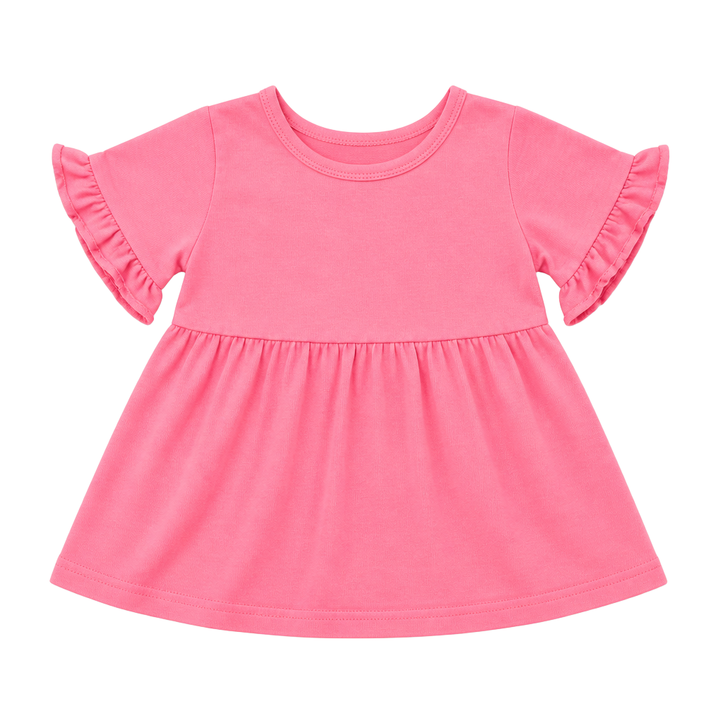 Unbranded Toddler Girls Ruffle Short Sleeve Peplum Tunic Top Size 2-3T Pink 1