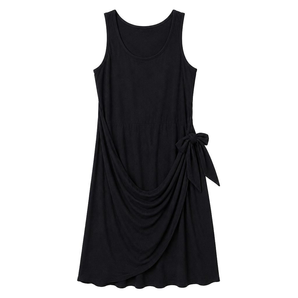 Ava & Viv Black Sleeveless Side-Tie Draped Knit Midi Dress 1