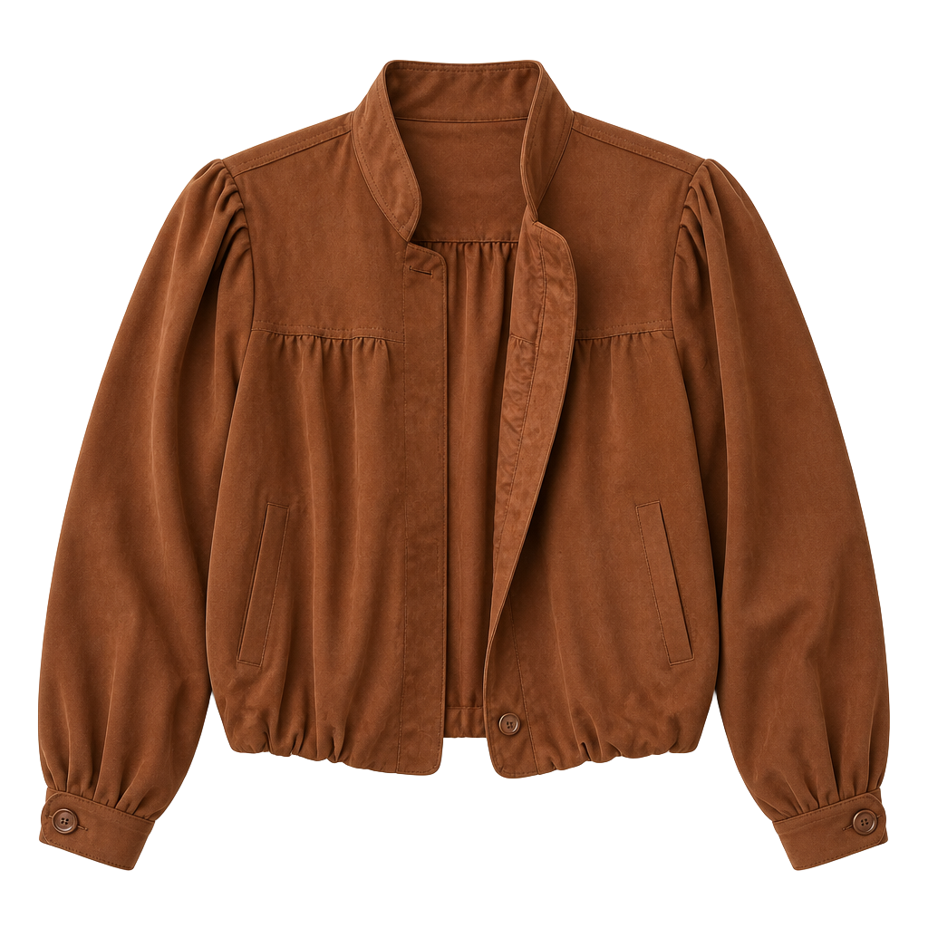 Brown Faux Suede Button-Front Jacket Size XL 1