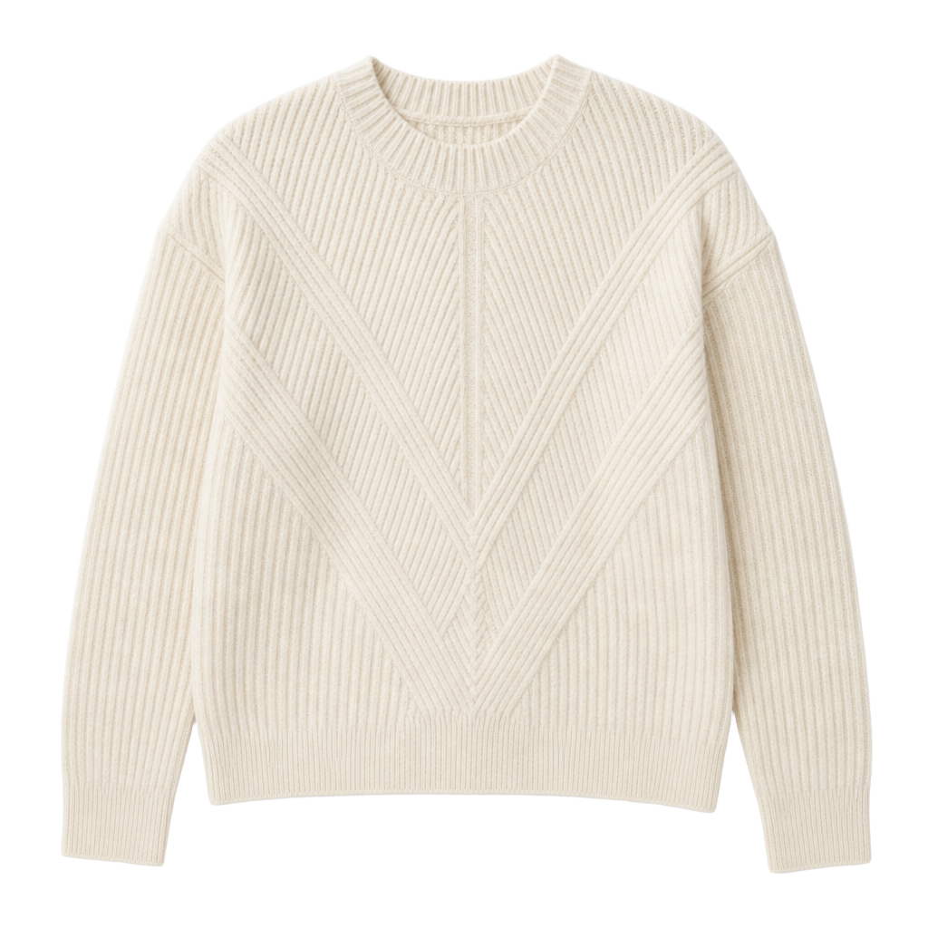 Simply Vera Vera Wang Cream Chevron Ribbed Knit Pullover Sweater 1