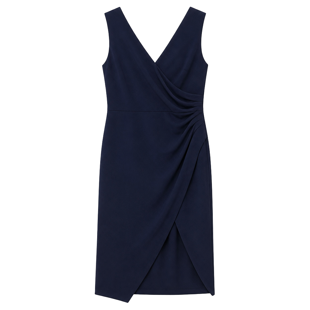 WOOSEA Women's Sleeveless V-Neck Wrap Dress Navy Blue Size L 1