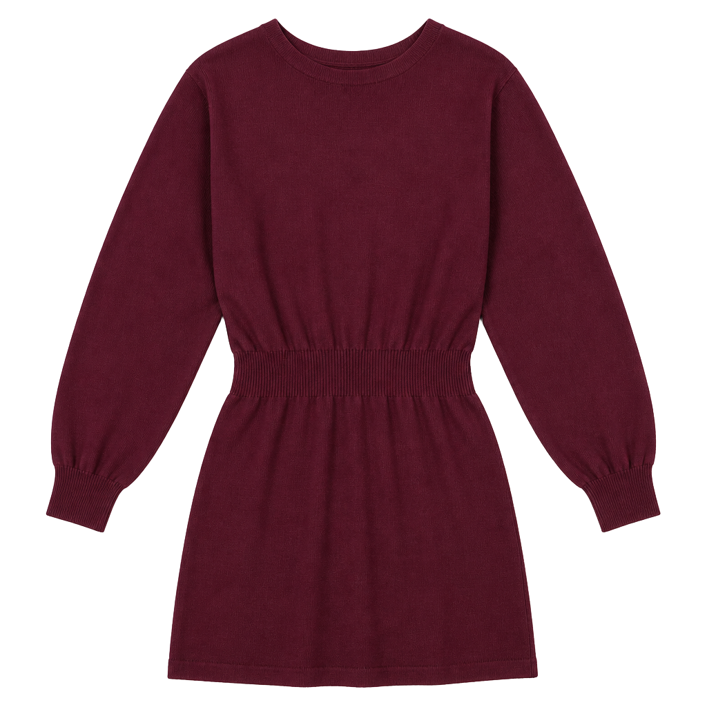 Mirol Women's Burgundy Long Sleeve Knit Sweater Dress Size L 1