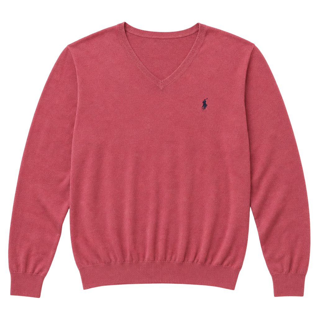Polo Ralph Lauren Men's Pima Cotton V-Neck Sweater in Rose Pink 1