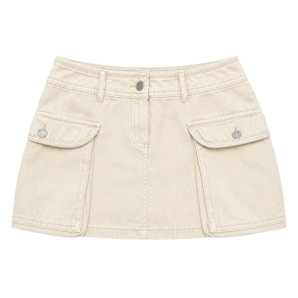 Garage Beige Cargo Denim Mini Skirt Size XS 1