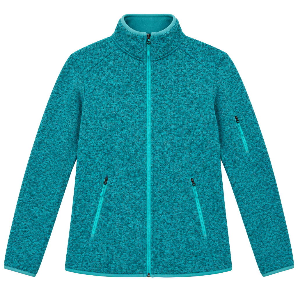 L.L.Bean Sweater Fleece Full Zip Jacket Teal Heather Outdoor Hiking Zip Pockets 1