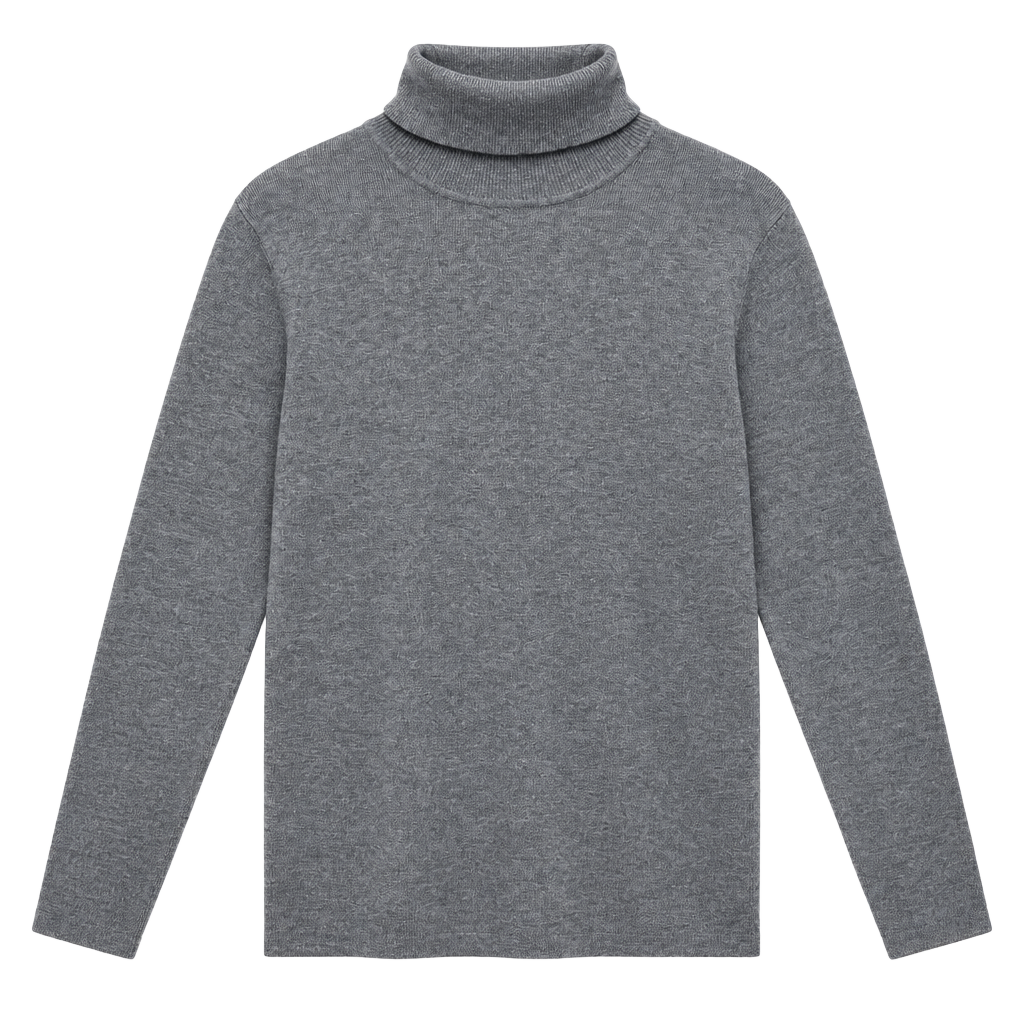 Gray Ribbed Turtleneck -Minimalist Classic Capsule Wardrobe Style 1