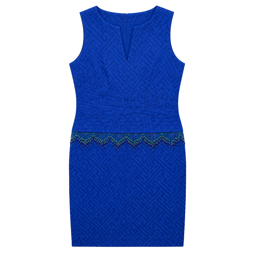 Blue Beaded Sleeveless Occasion Dress 1