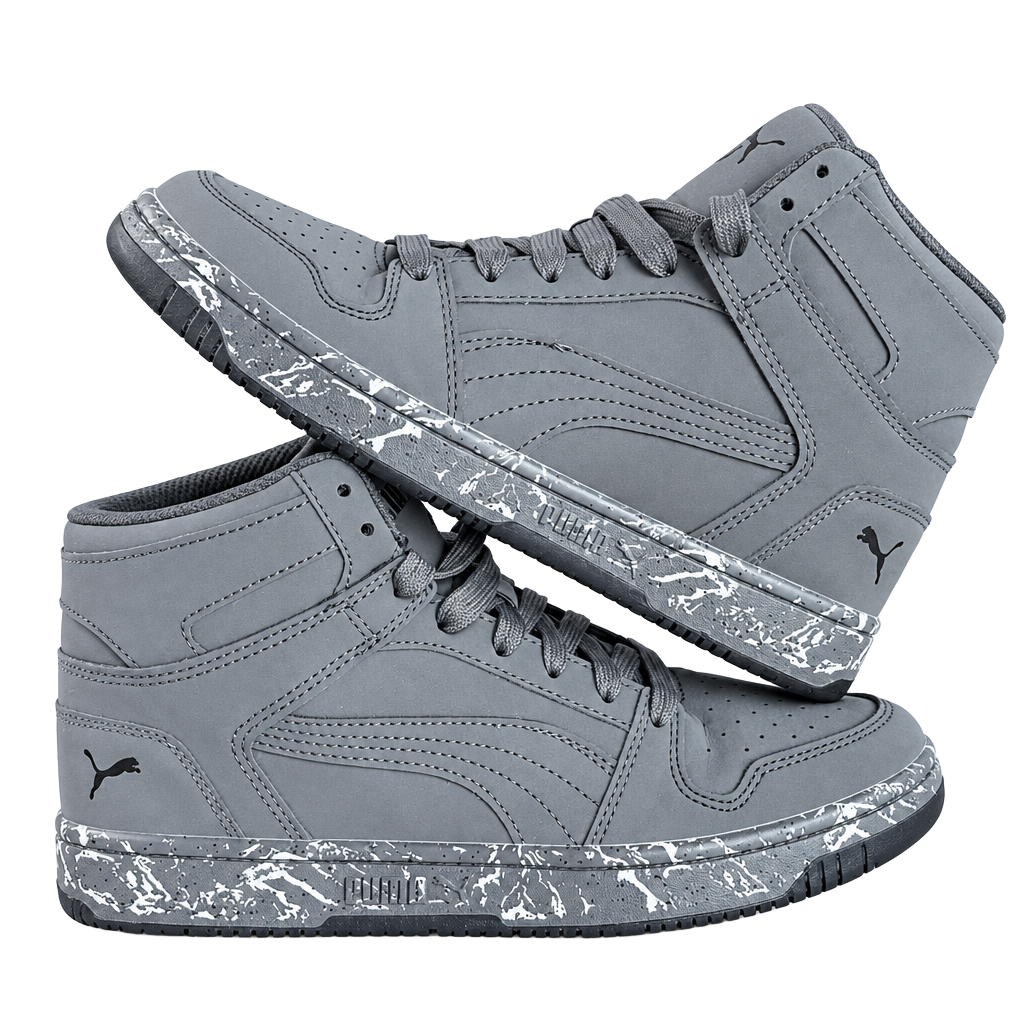 Puma Rebound Layup Size 6 Grey Marble High Top Sneakers 1