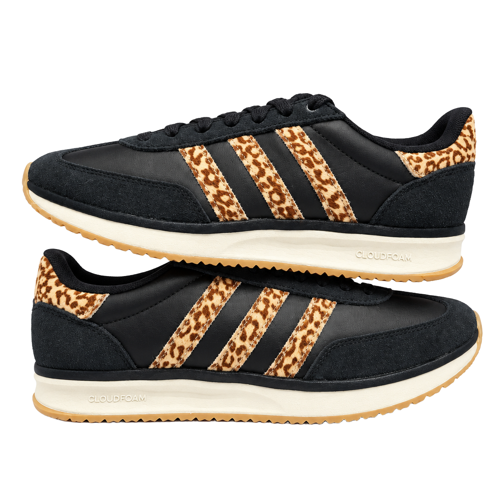 Adidas Run 70s 2.0 Size 10 Black Leopard Print Sneakers 1