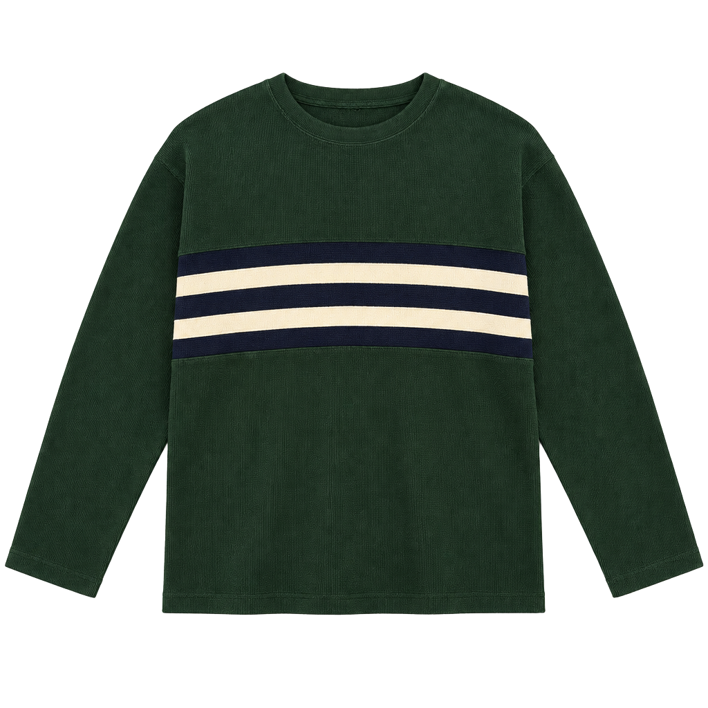 Abercrombie & Fitch Sweater Size L Green Striped Thermal Long Sleeve 1