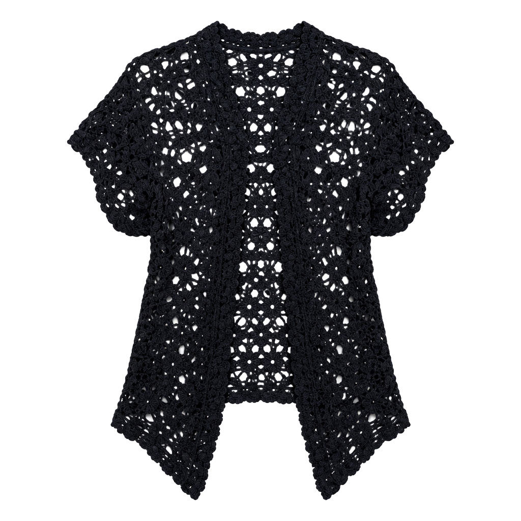 Y2K authentic 2000’s Abercrombie & Fitch Open Knit Cardigan Size L Navy Crochet Sweater 1