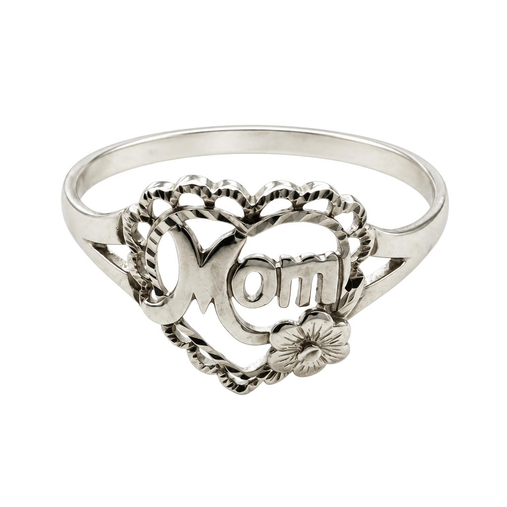 Vintage 10K Yellow And Rose Gold Mom Heart Ring Size 7.5 1