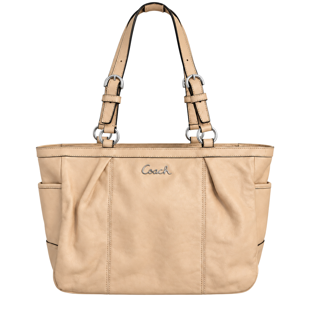 Coach Gallery Leather Shoulder Tote Bag Beige 1