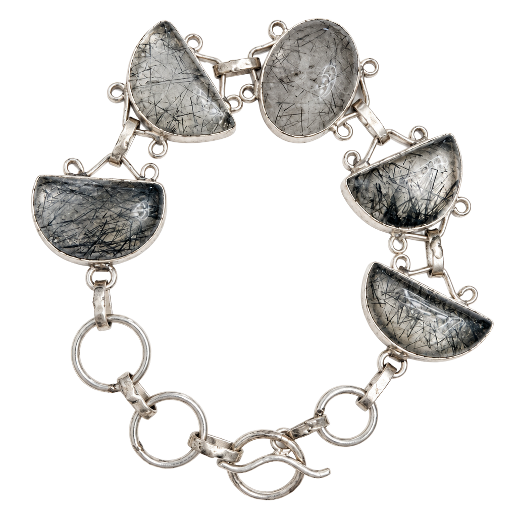 Sterling Silver Tourmalated Quartz Link Bracelet 1