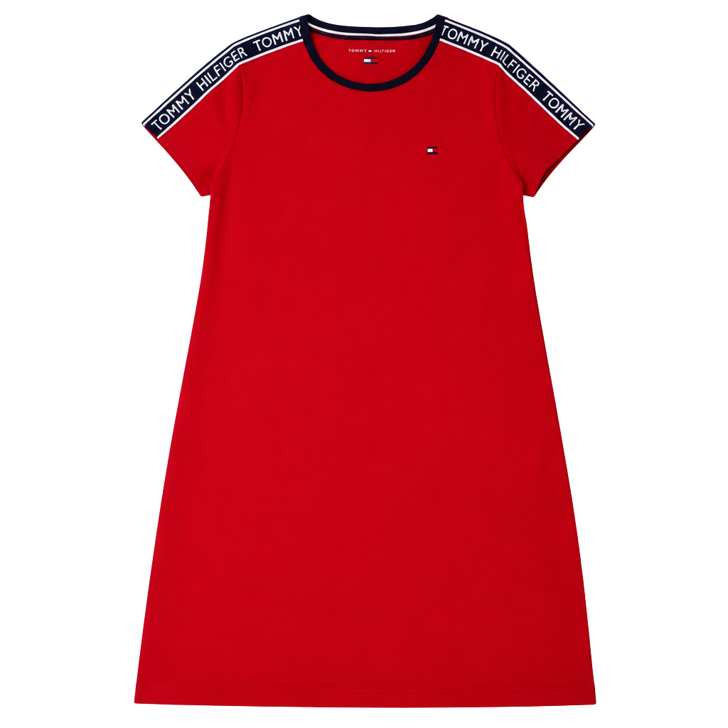 Tommy Hilfiger Logo Tape T-Shirt Dress Size M Red Cotton 1