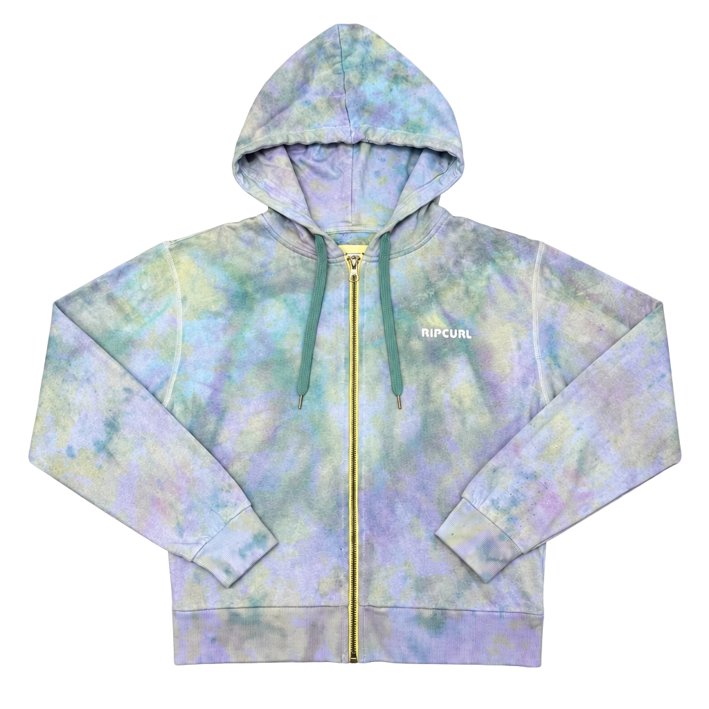 Rip Curl Tie Dye Zip Up Hoodie Size XXS Pastel Y2K Style Crop top Jacket Surf 1
