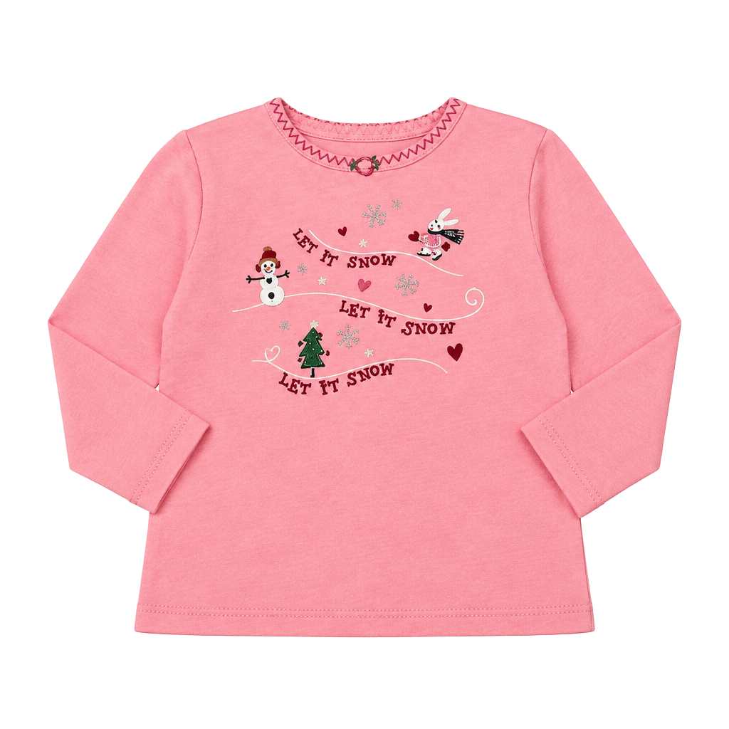 OshKosh B'Gosh Pink Let It Snow Long Sleeve Holiday Tee 3/6 months baby top 1