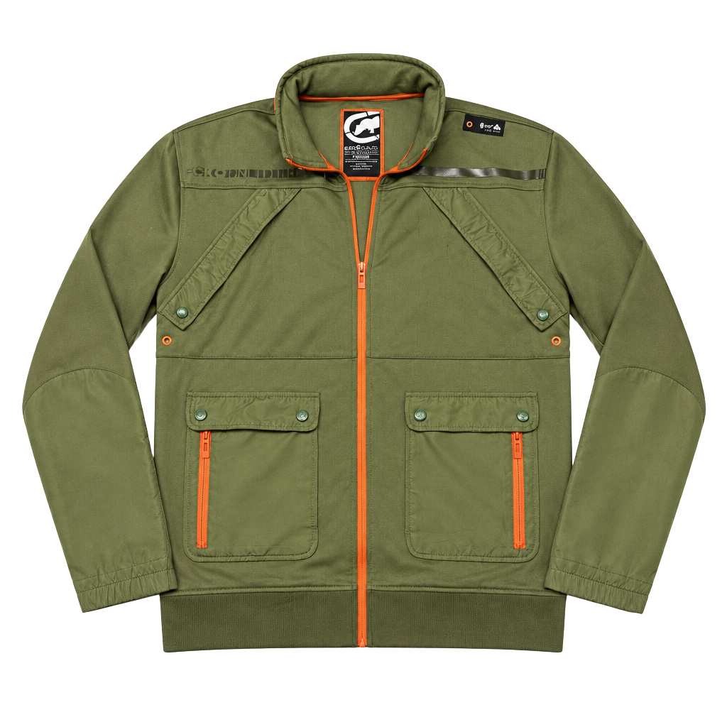 Ecko Unltd. Jacket Size Large Olive Green Full Zip Utility Track Jacket 1