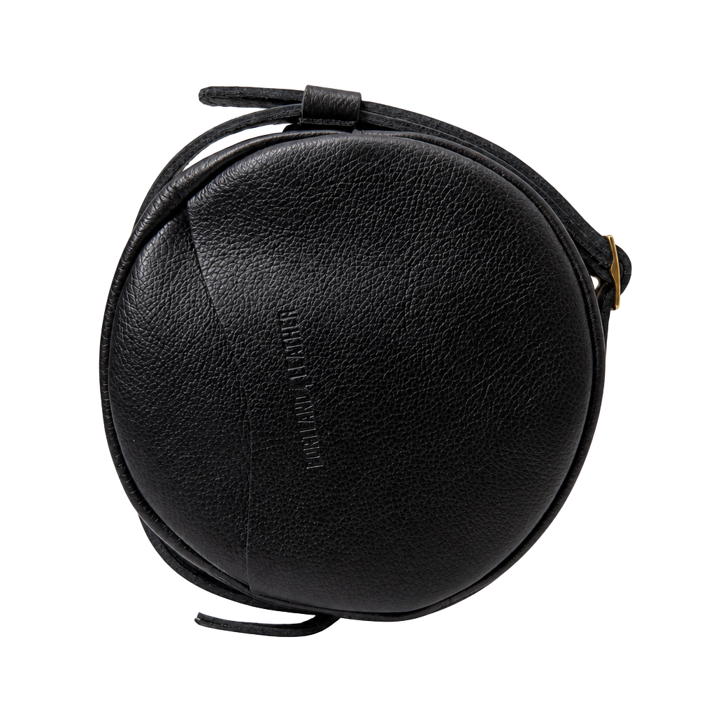 Portland Leather Goods Small Circle Crossbody Bag Pebbled Black 1