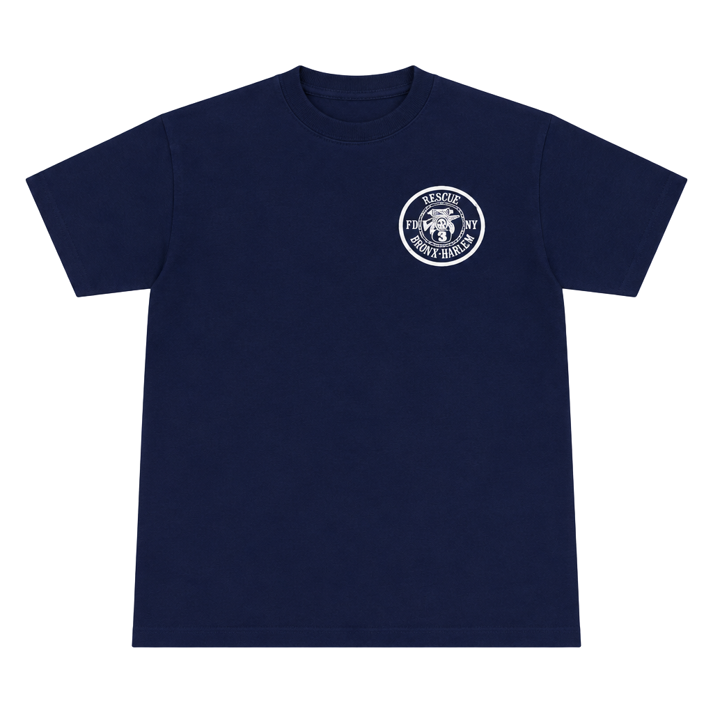 Hanes FDNY Rescue 3 T-Shirt Large Navy Blue Graphic 1