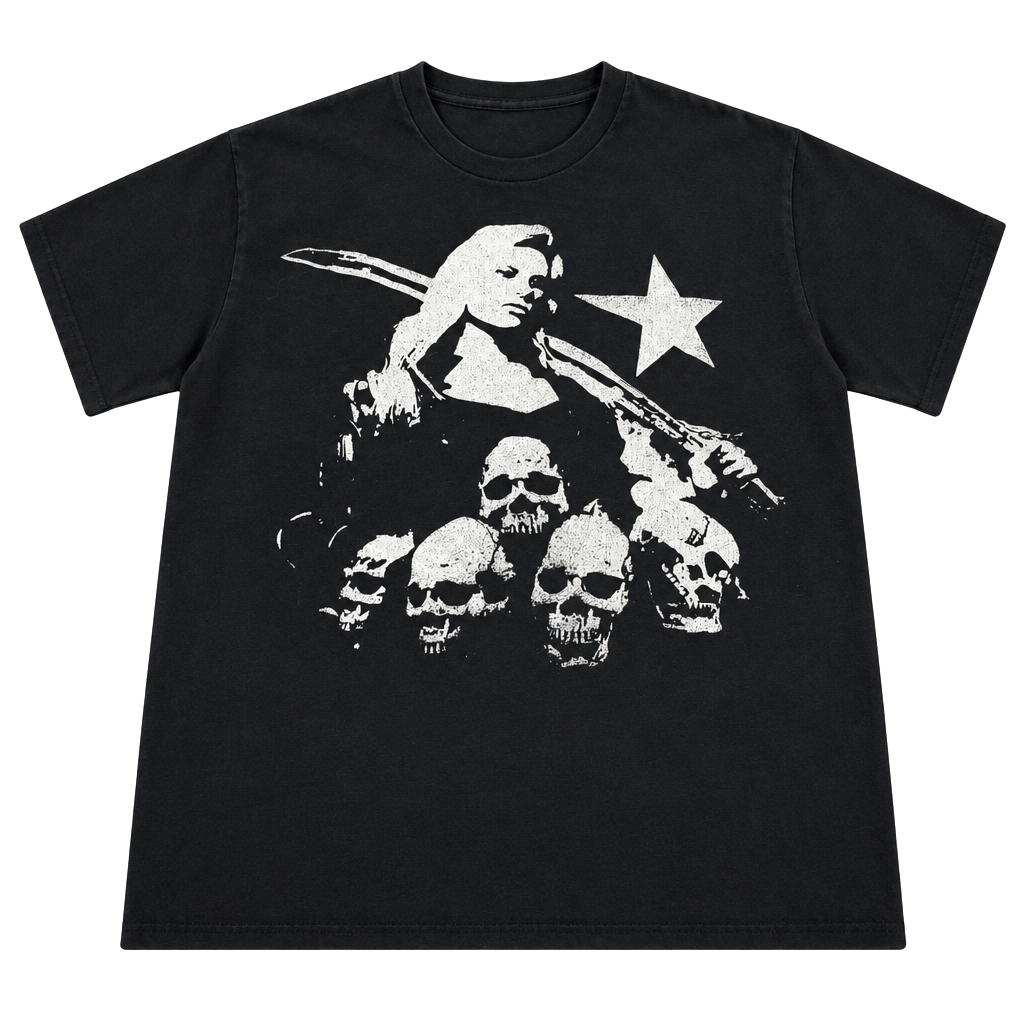Graphic T-Shirt Black Skull Woman Star 1