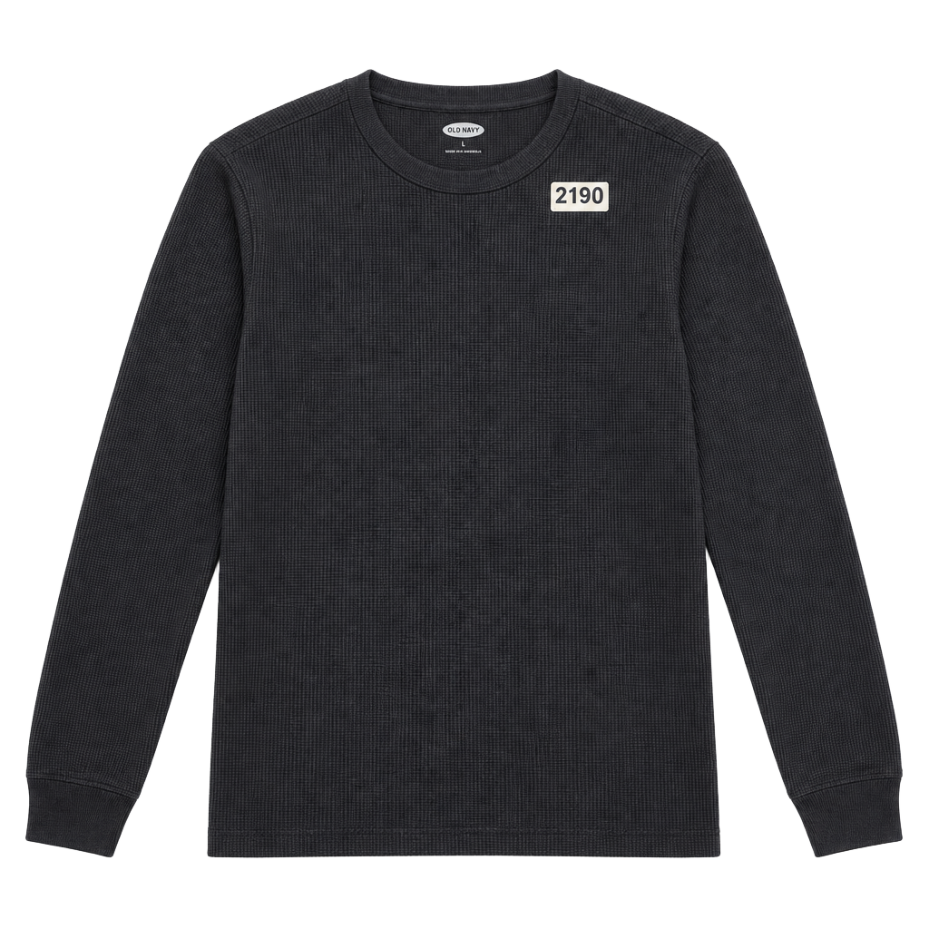 Old Navy Black Long-Sleeve Waffle Knit Tee 1