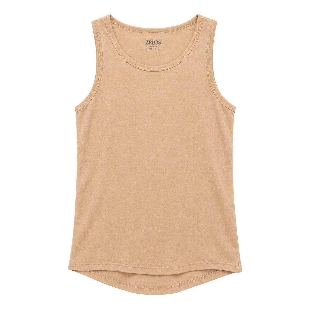 ZELOS Fitted Orange Tank Top with Textured Fabric 1