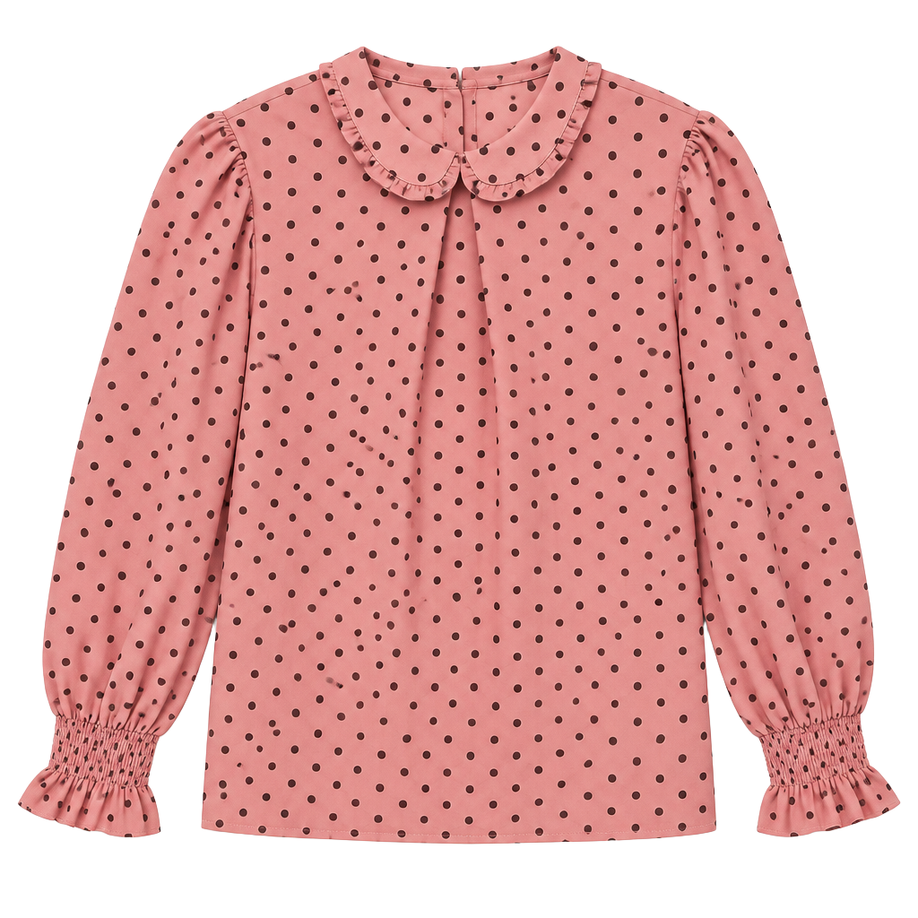 SHEIN Pink Blouse with Black Dots 1