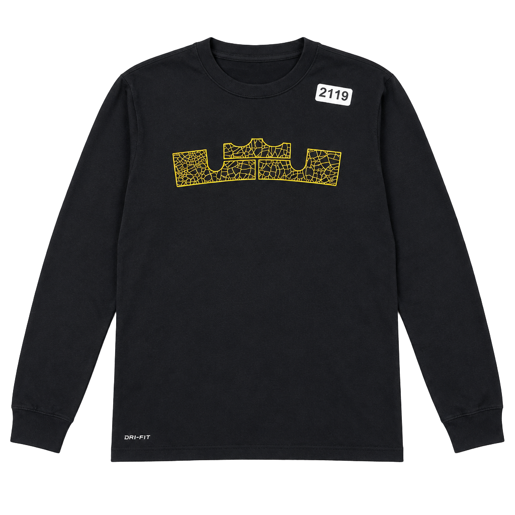 Nike Black Long Sleeve Tee with Yellow Logo 1