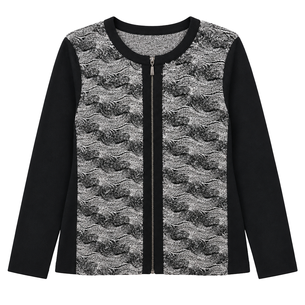 Alfred Dunner Black and Gray Cardigan Sweater 1