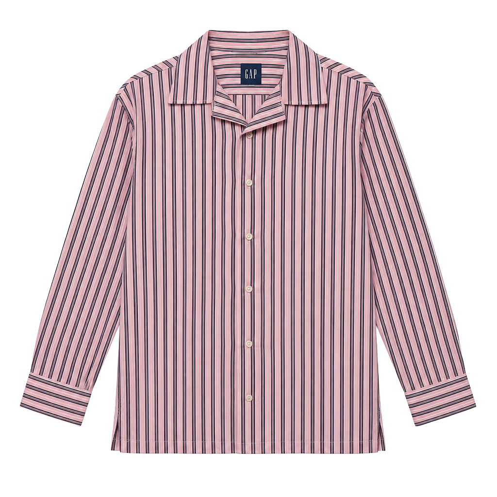 Gap men’s button down shirt large pink and blue striped fitted 1