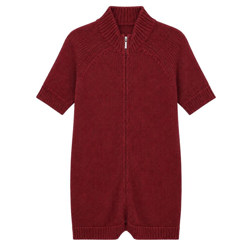 Coldwater creek sweater dress shortsleeve medium rust color zip up 1