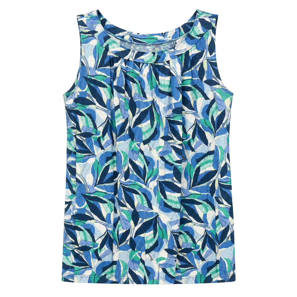 LOFT Blue Sleeveless Tank Top with Abstract Print 1