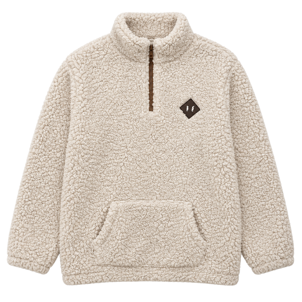Cozy Cream Sherpa Quarter-Zip Pullover Hoodie 1