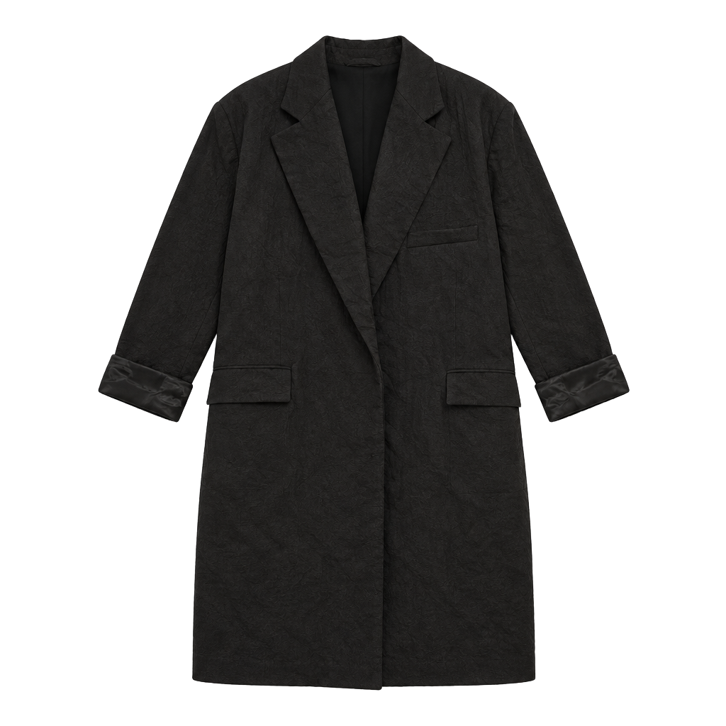 Zara Blazer Size L Black Oversized Long Jacket 1