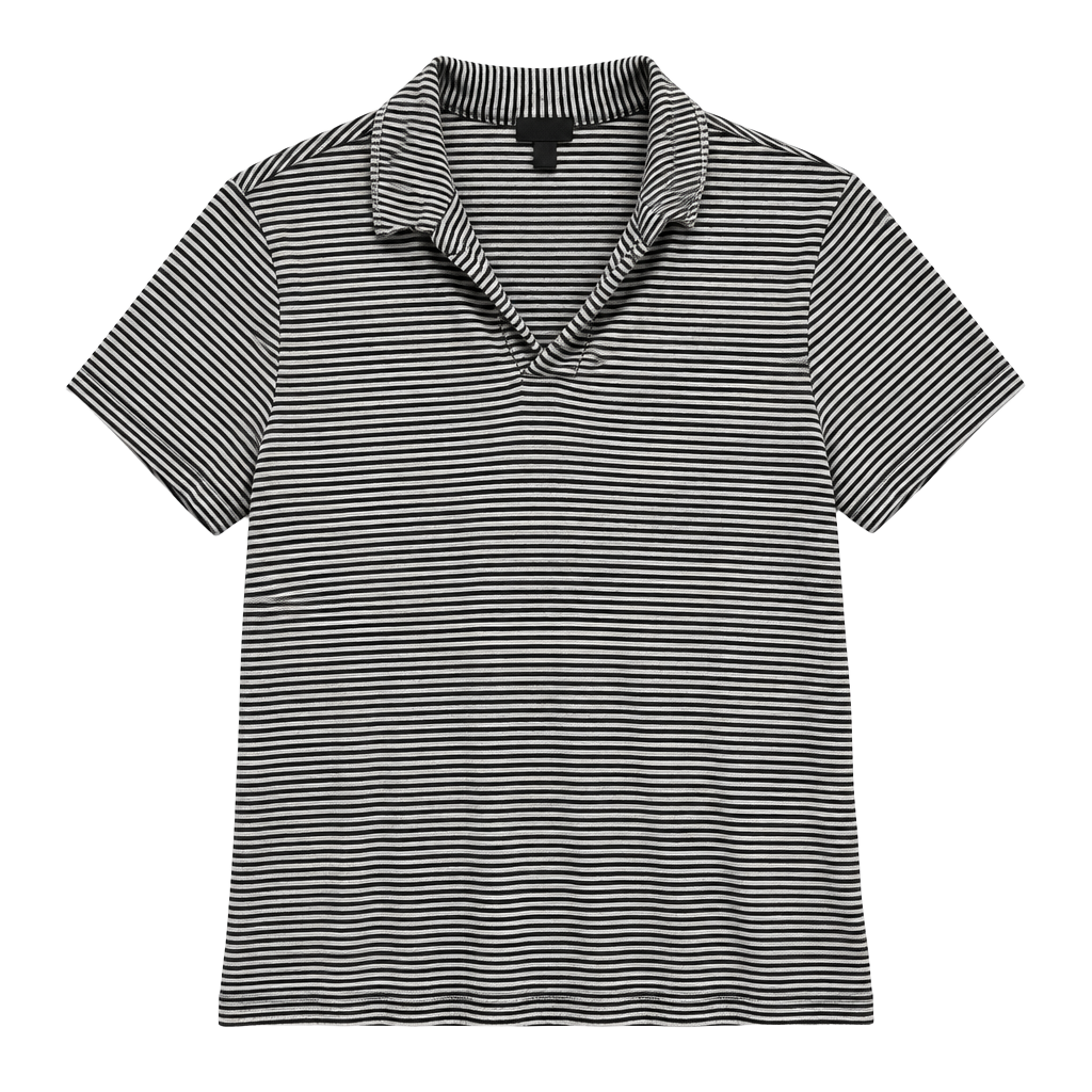 H&M Striped Polo Shirt Size M Black White Short Sleeve 1