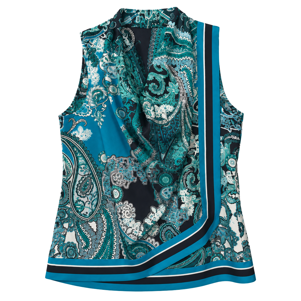 New York & Company Sleeveless Blouse Size Small Blue Black Paisley 1