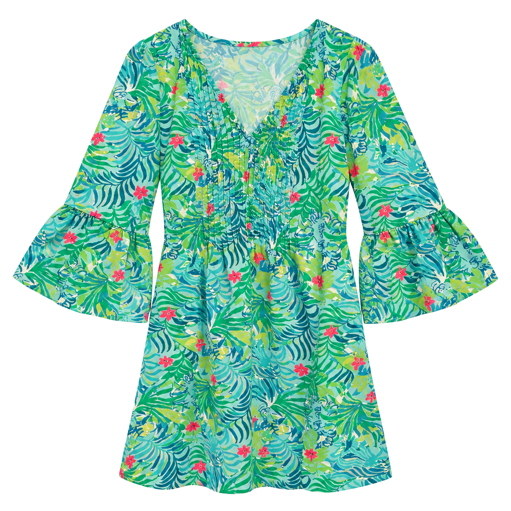 Lilly Pulitzer Hayes Dress Size 4 Green Blue Floral Print Mini Dress 1