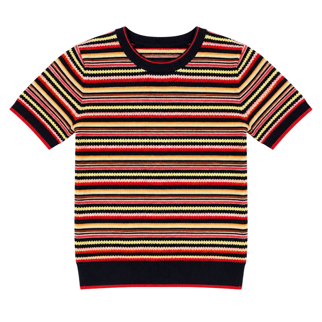 Zara Knit Short Sleeve Striped Top Size S Multicolor 1