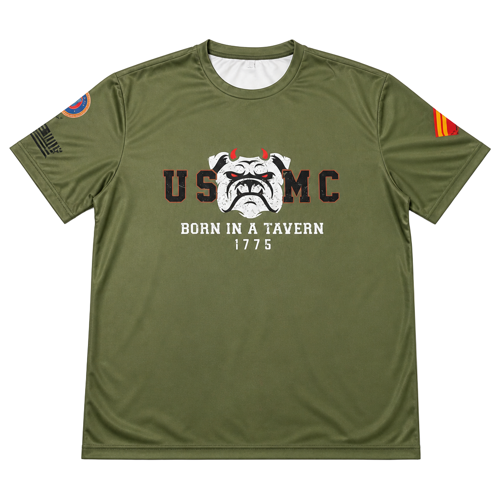 USMC Devil Dog Bulldog Born in a Tavern 1775 Athletic T-Shirt 1