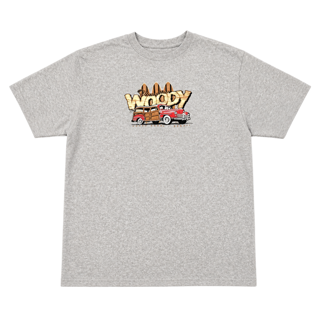 North Shore Hawaii Hawaiian Woody Station Wagon Graphic T-Shirt Gray 1