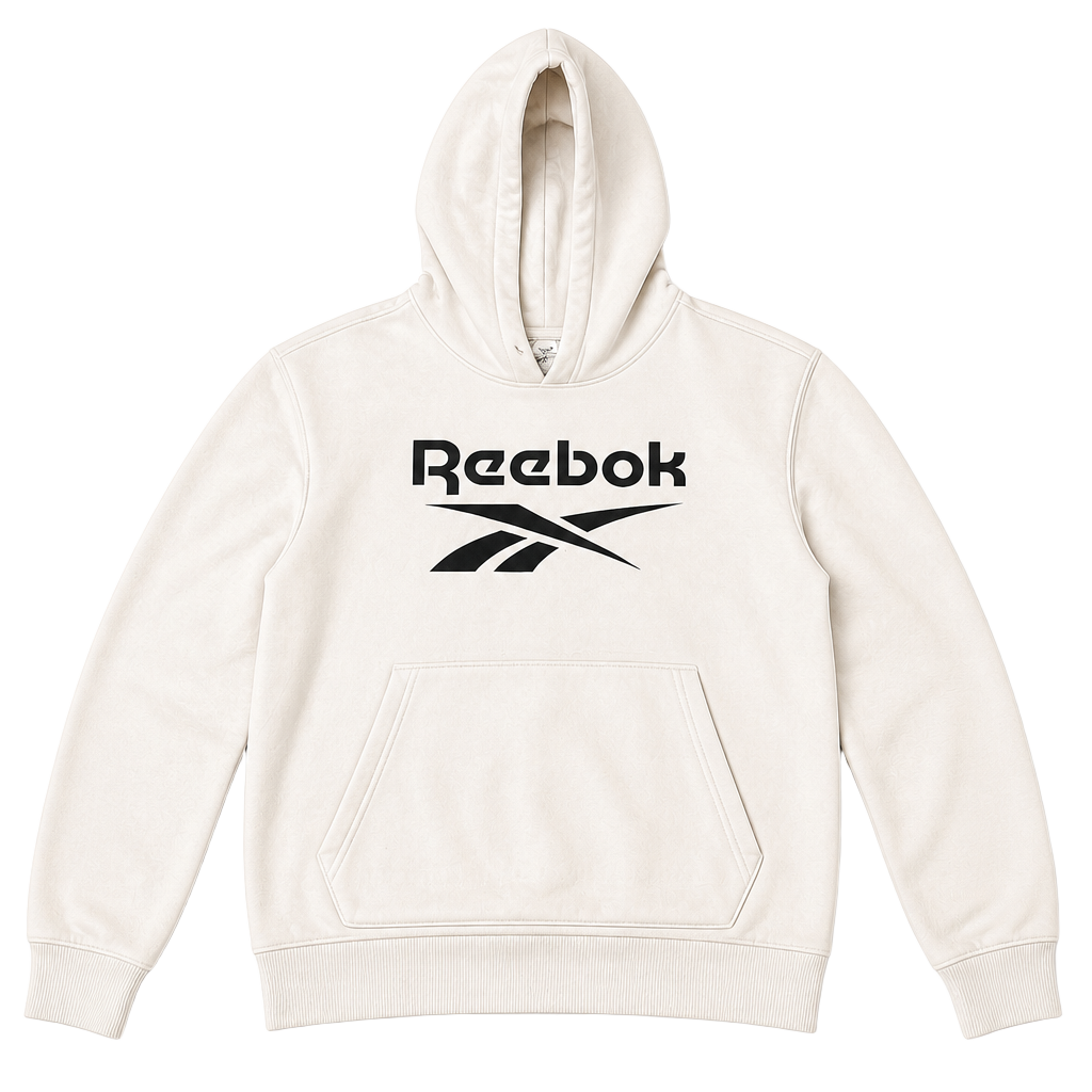 Reebok Identity Logo White French Terry Pullover Hoodie Size M 1