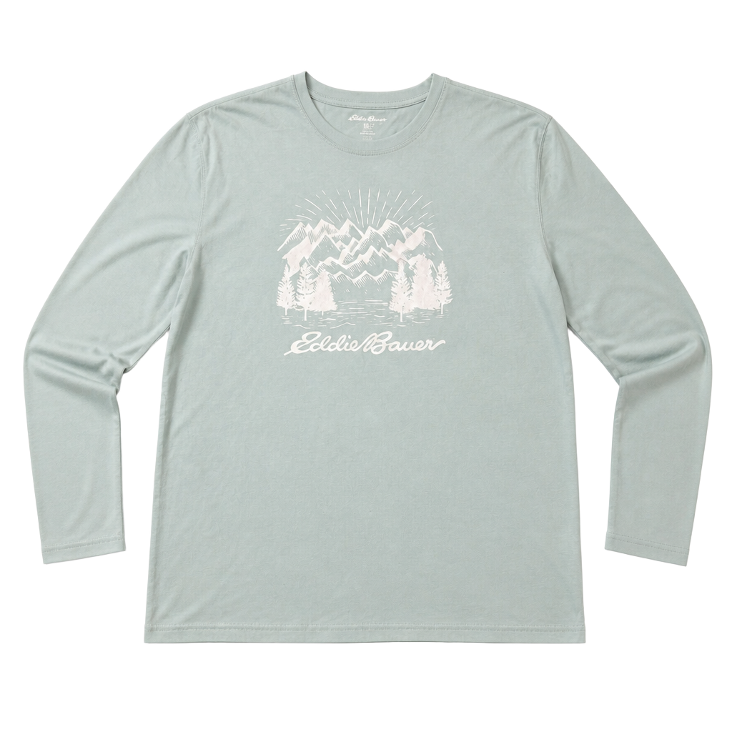 Eddie Bauer Men's Mountain Graphic Print Long Sleeve T-Shirt Size XL 1