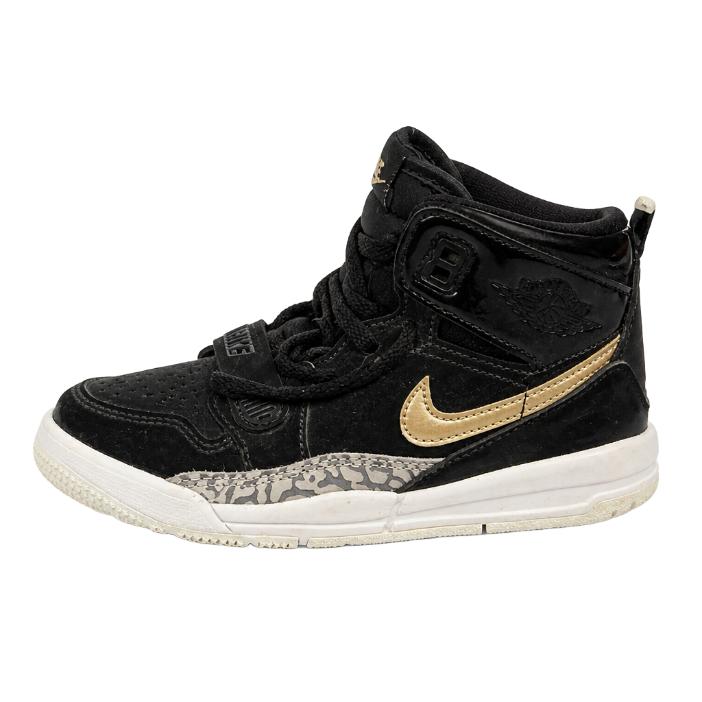 Kids Nike Air Jordan Legacy 312 Black Metallic Gold / White Shoes 1