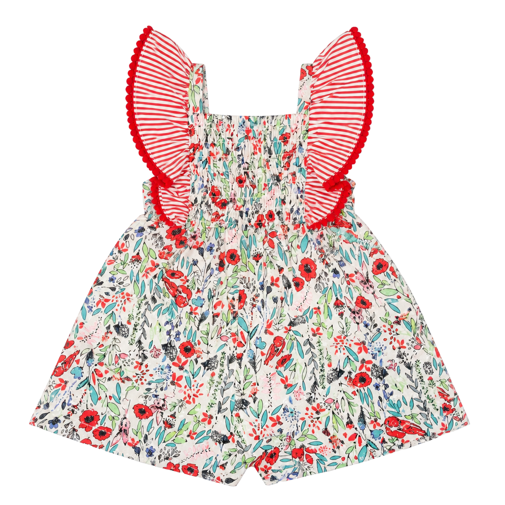 Pastourelle by Pippa & Julie Floral Striped Ruffle Romper Sz 3-6 Months NWT 1