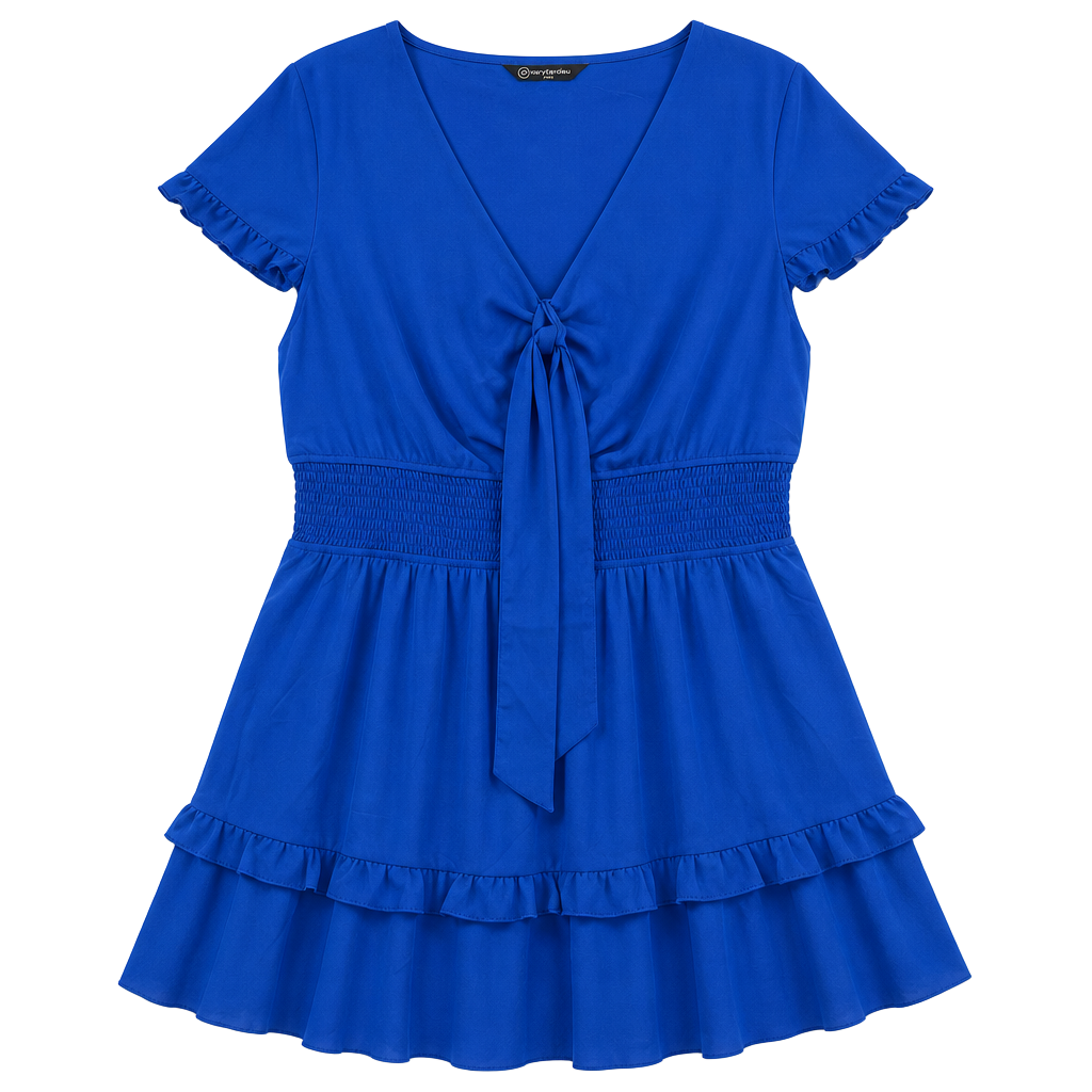 Niki ” Self Tie Smocked Dress ( Royal Blue ) – , 1