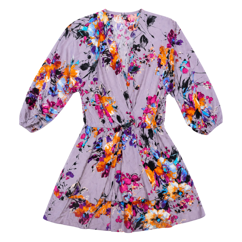 Umgee Floral Surplice Tiered Mini Dress Size M 1