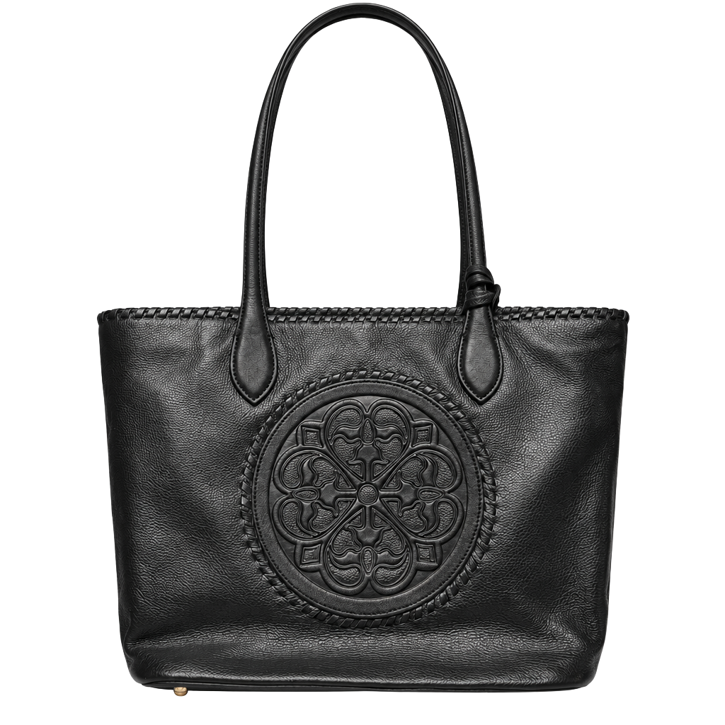 Brighton Ferrara Emilia Medallion Black Leather Tote 1